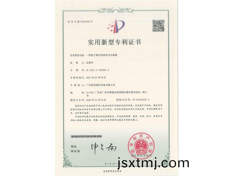 一(yi)種(zhong)便(bian)于(yu)維護的(de)蒸(zheng)髮(fa)式(shi)冷(leng)凝器（CN202121291841.4）_00